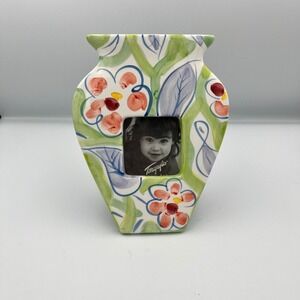 HB Group Vintage Floral Vase Picture Frame Ceramic Hand Painted 1997